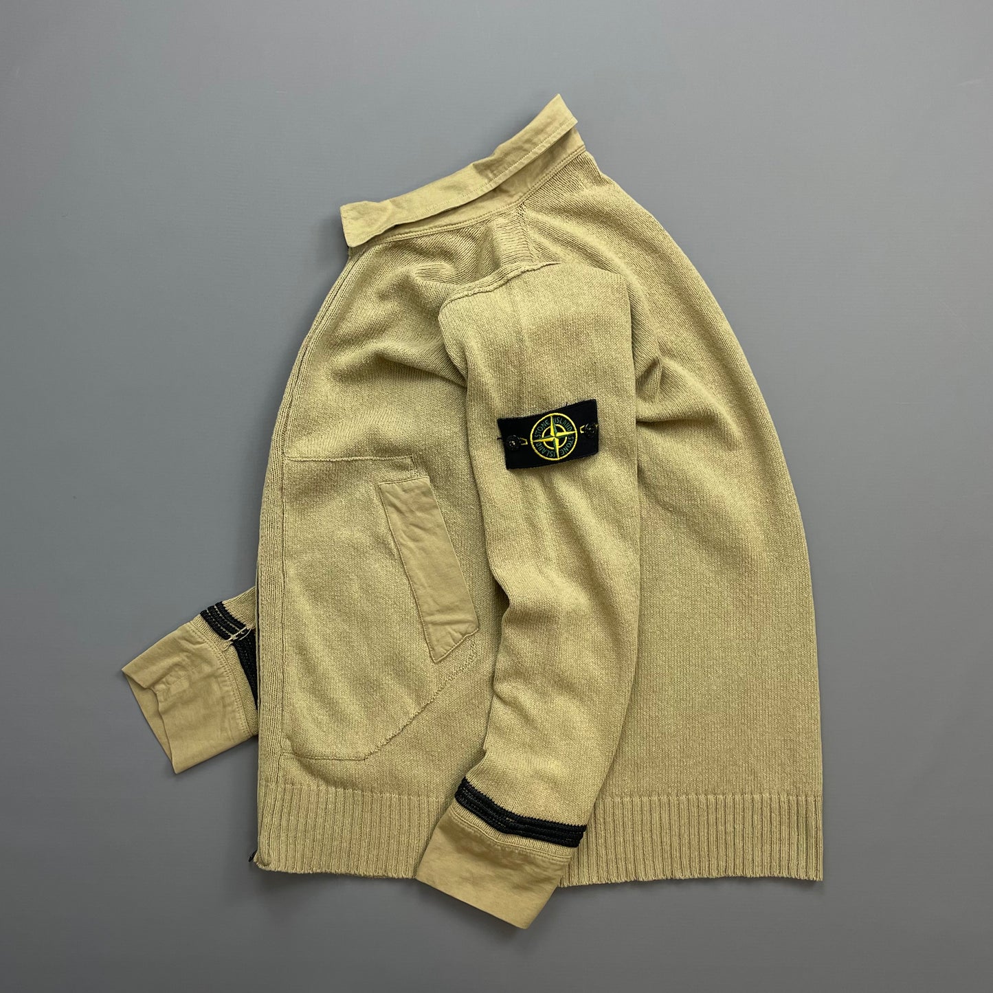 Stone Island Beige SS06 Lightweight Knit Zip Cardigan Jumper