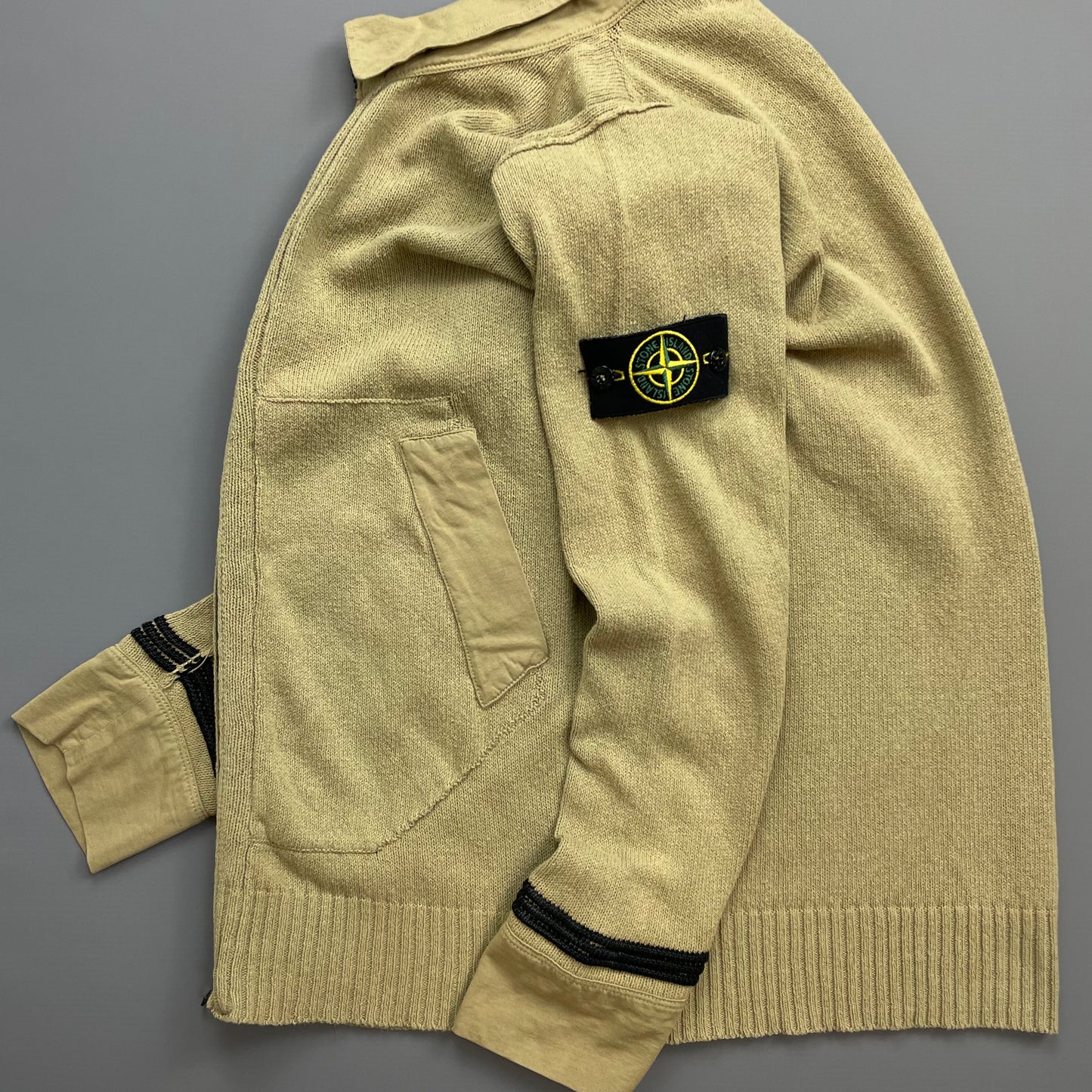 Stone Island Beige SS06 Lightweight Knit Zip Cardigan Jumper