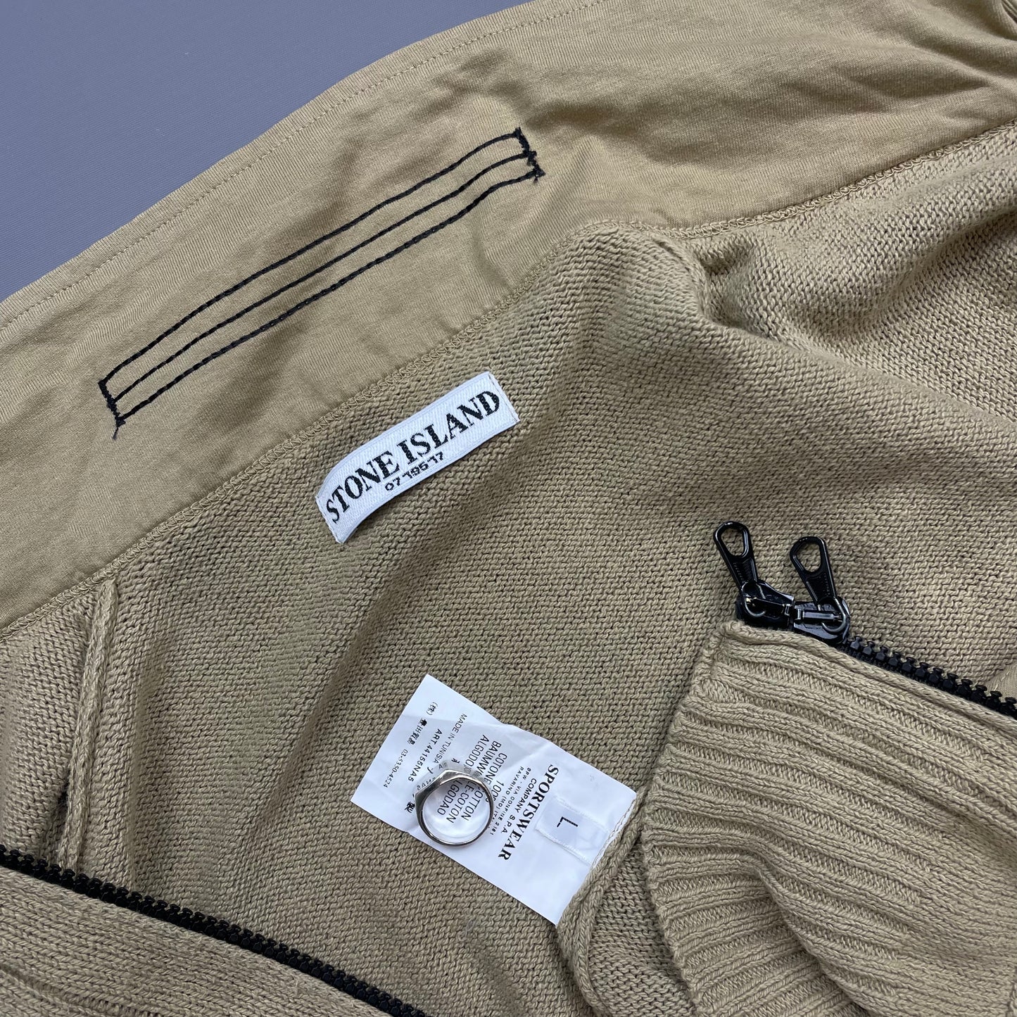 Stone Island Beige SS06 Lightweight Knit Zip Cardigan Jumper
