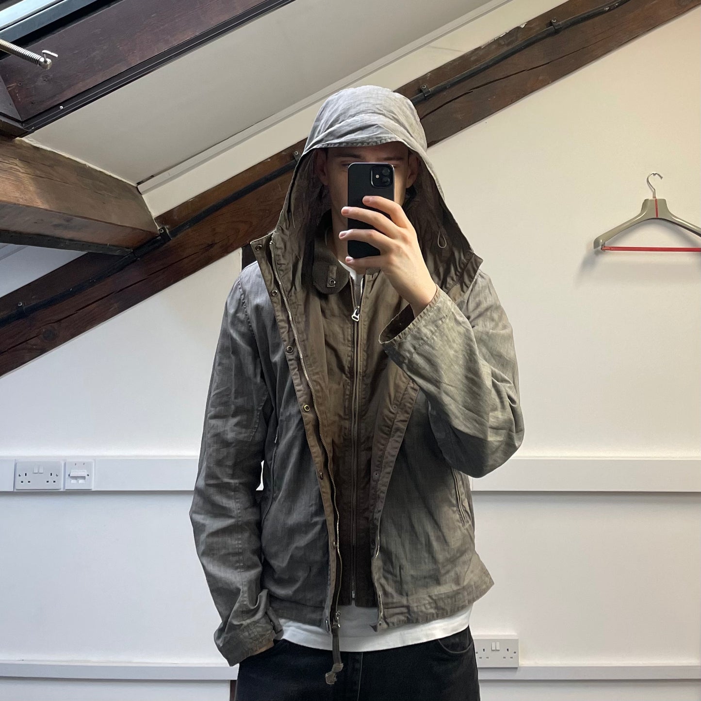 C.P. Company Grey/Brown SS05 Linen Lino Flax Hooded Dual Layer Jacket