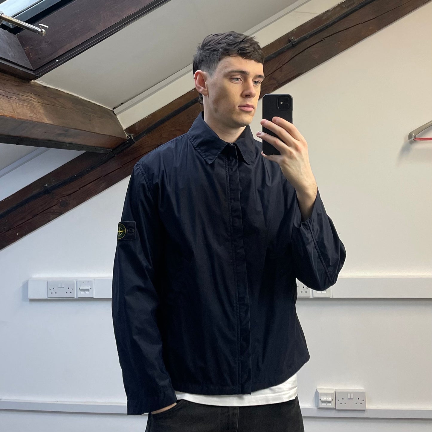 Stone Island Navy AW03 Nylon Lightweight Harrington Jacket
