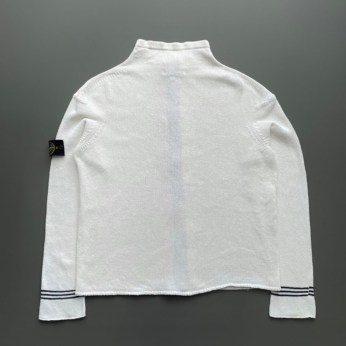 Stone Island White SS04 Zip-Through Knit Cardigan Jacket
