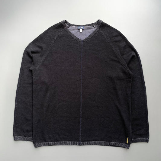 Armani Jeans Black & Blue 00s Contrast Stitch Knit Jumper