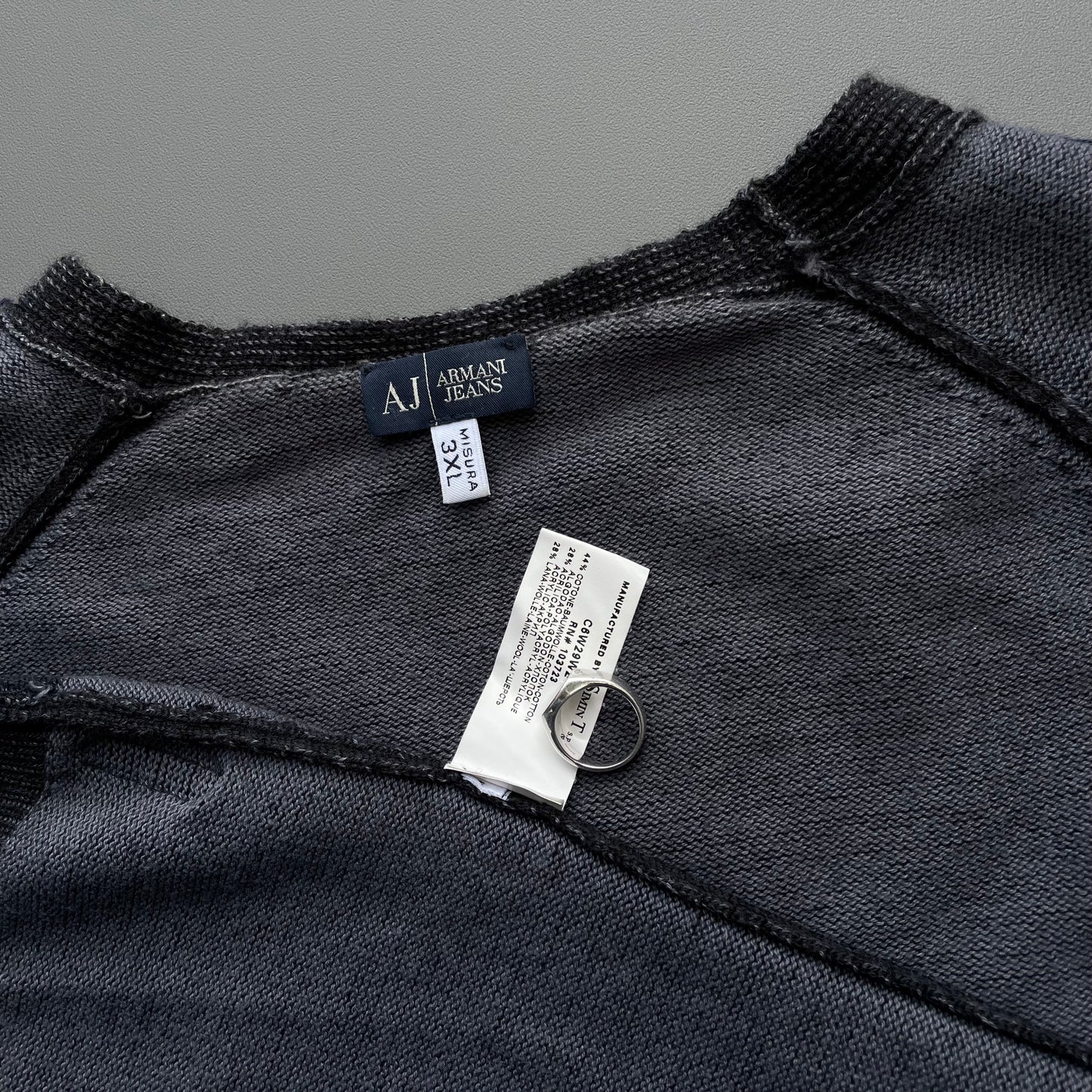 Armani Jeans Black & Blue 00s Contrast Stitch Knit Jumper
