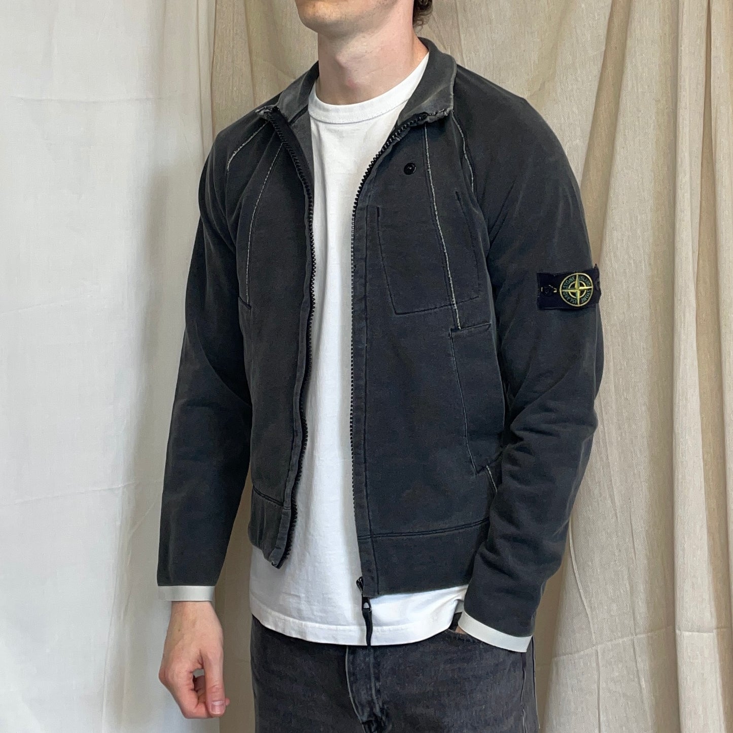 Stone Island Grey SS06 Raw-Seam Fleece Jacket