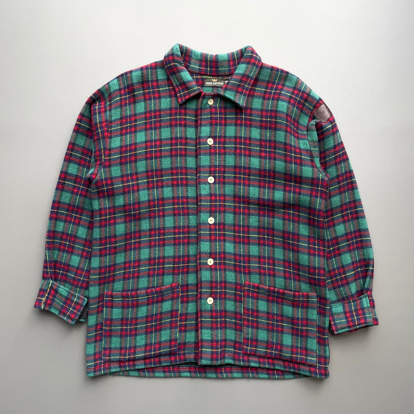 Giorgio Armani Red & Green Check 80s Unique Knitwear Wool Chore Jacket
