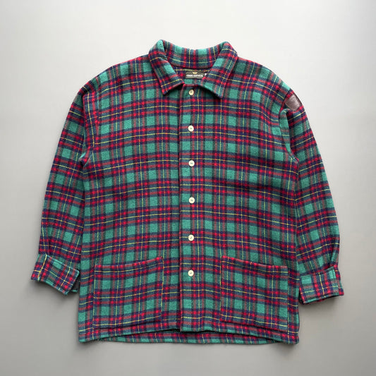 Giorgio Armani Red & Green Check 80s Unique Knitwear Wool Chore Jacket