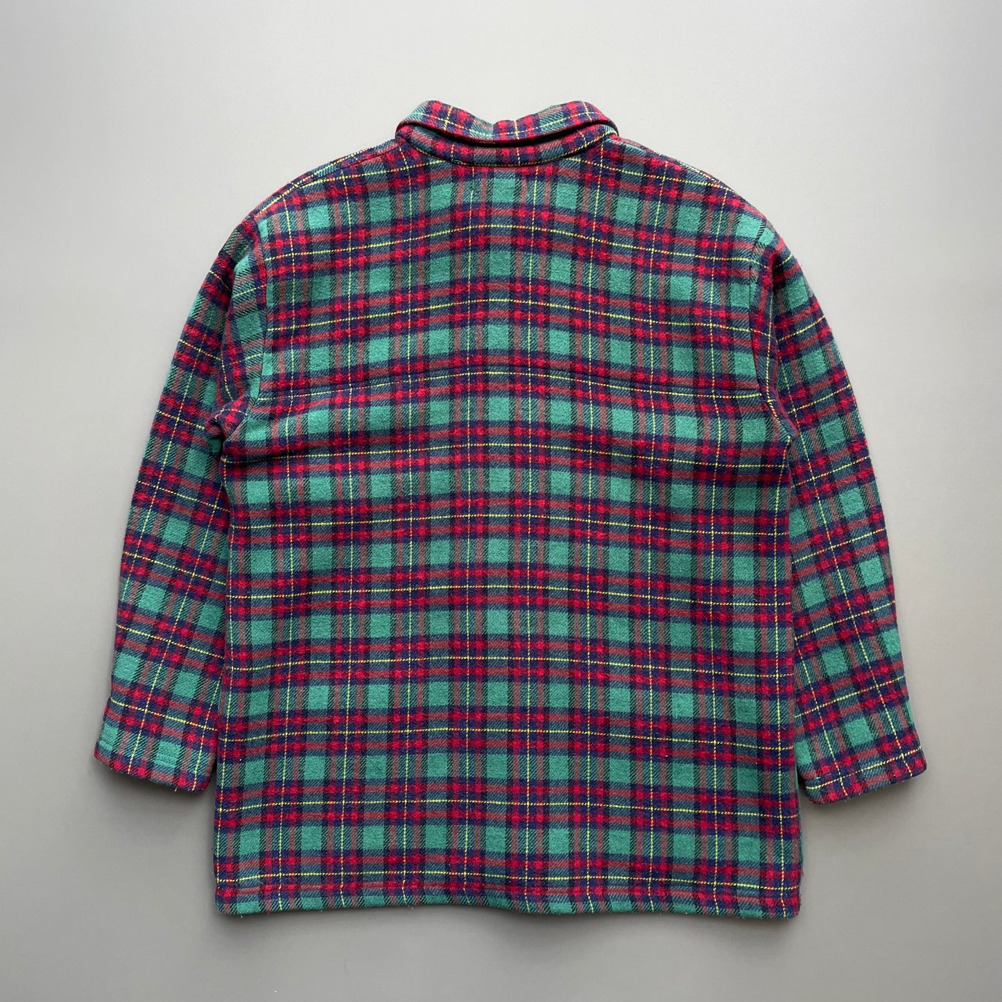 Giorgio Armani Red & Green Check 80s Unique Knitwear Wool Chore Jacket