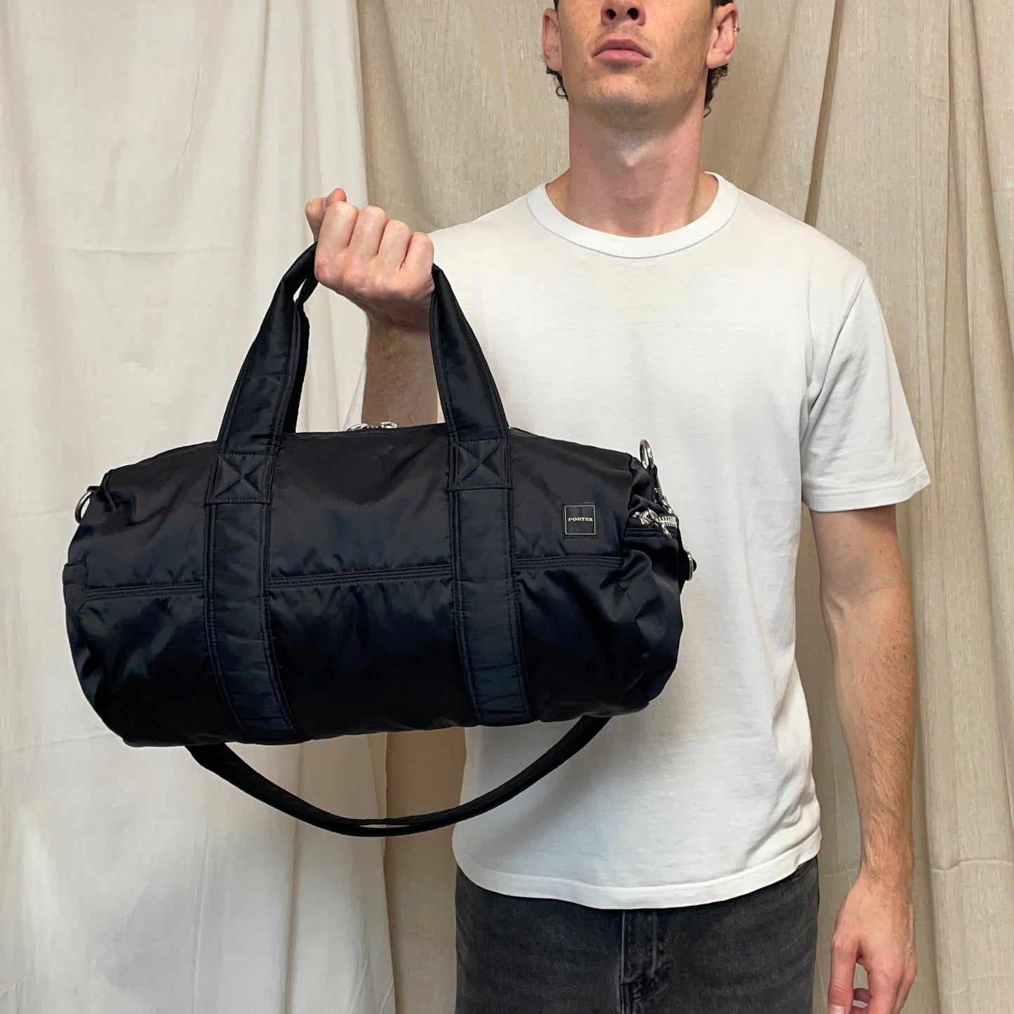 Porter International Black Nylon Boston Duffle Day Bag