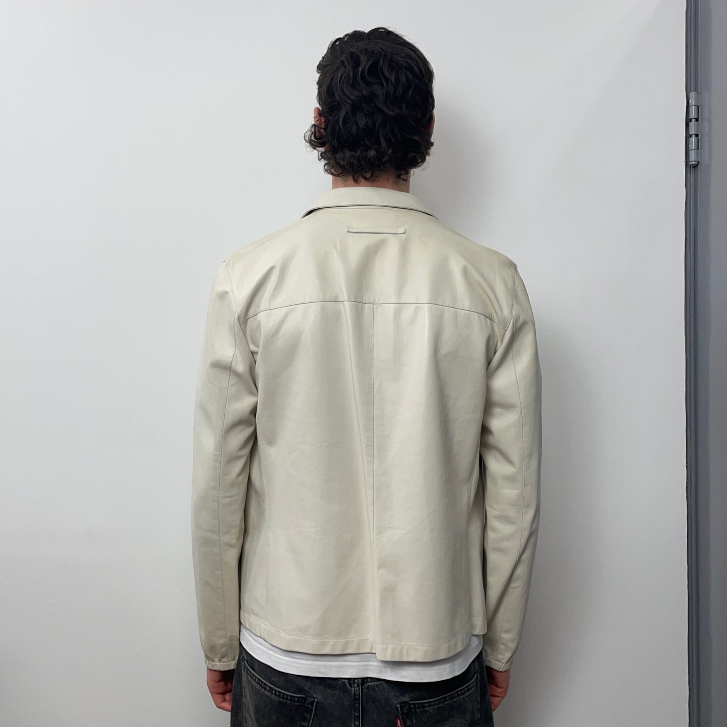 Prada Milano White & Red Piping Leather Jacket