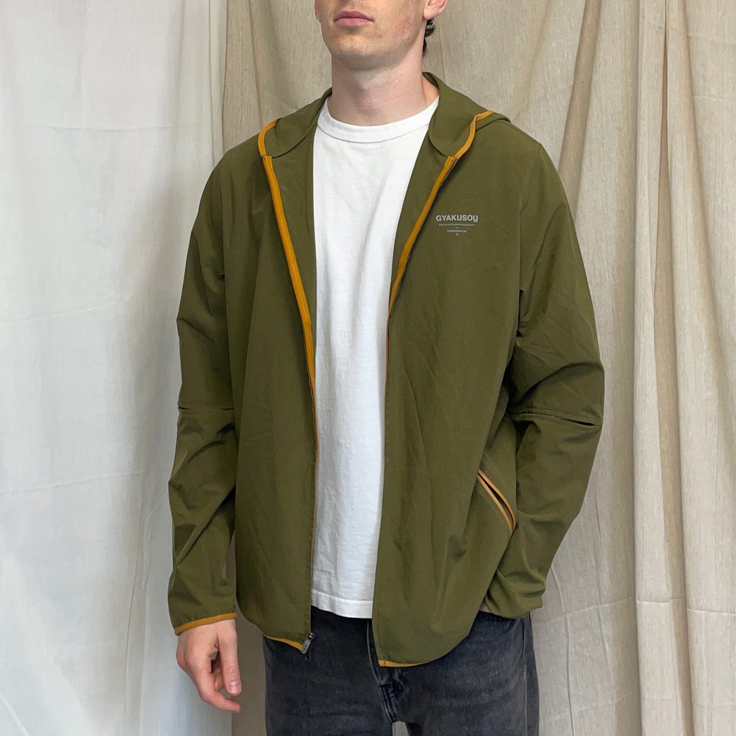 Nike Gyakusou Green Reverse Running Club Lightweight Hooded Windbreaker Jacket