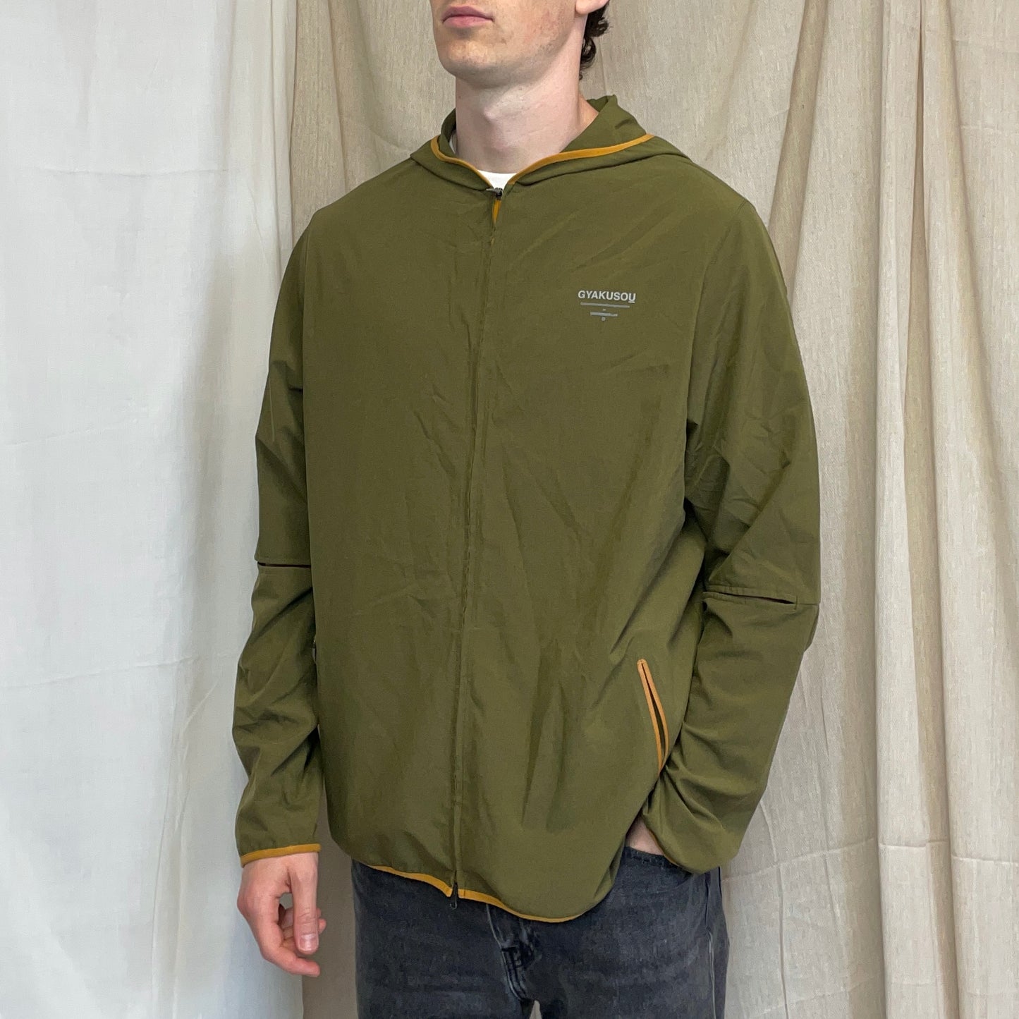 Nike Gyakusou Green Reverse Running Club Lightweight Hooded Windbreaker Jacket