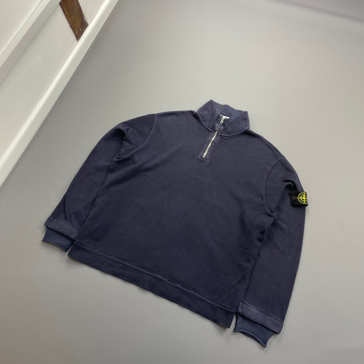 Stone Island Navy 00s Dual-Cuff Half Zip Jumper