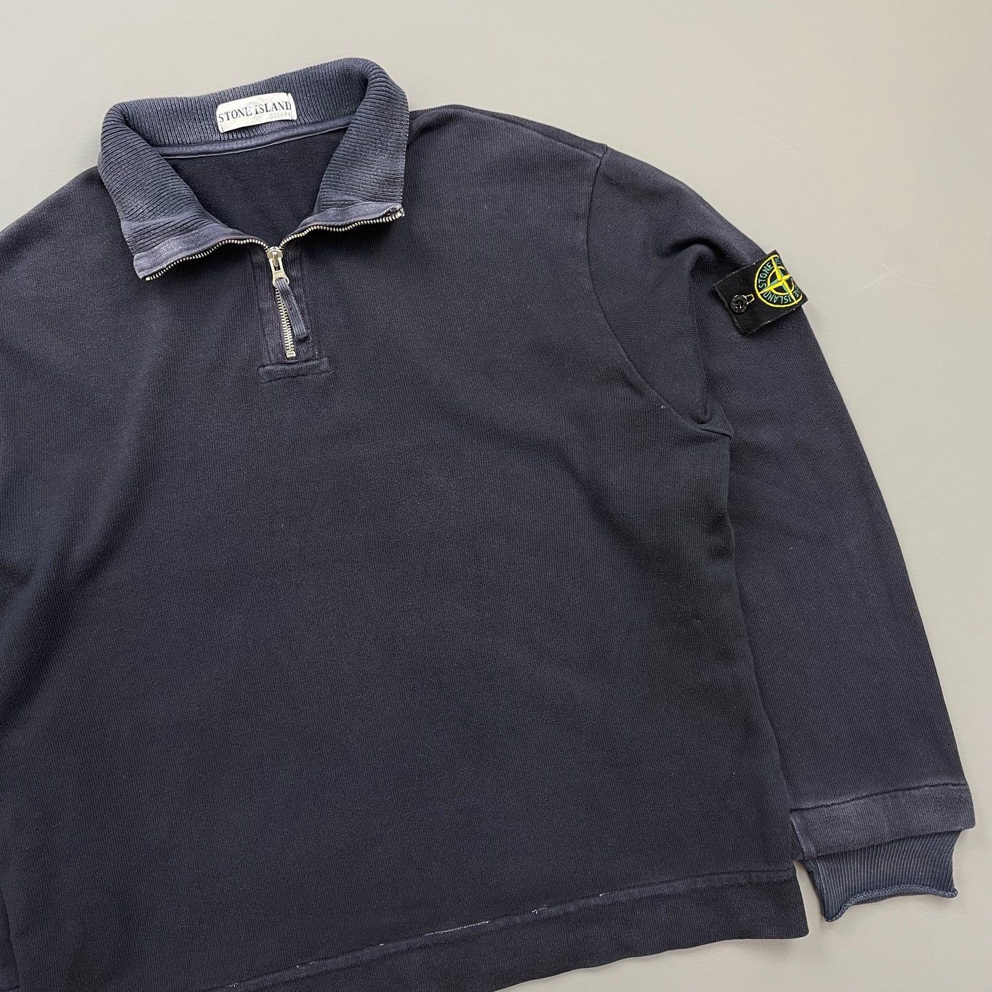 Stone Island Navy 00s Dual-Cuff Half Zip Jumper
