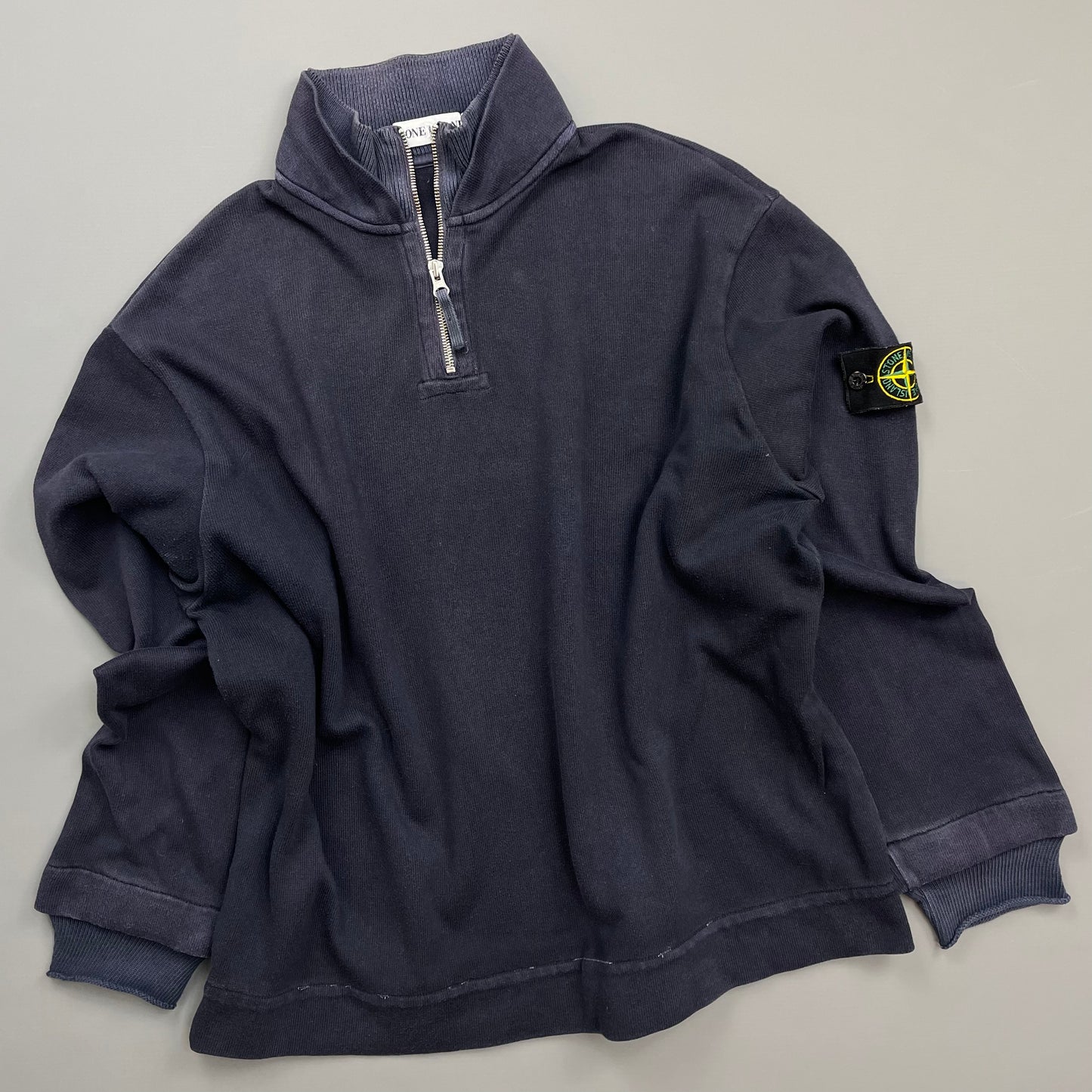 Stone Island Navy 00s Dual-Cuff Half Zip Jumper