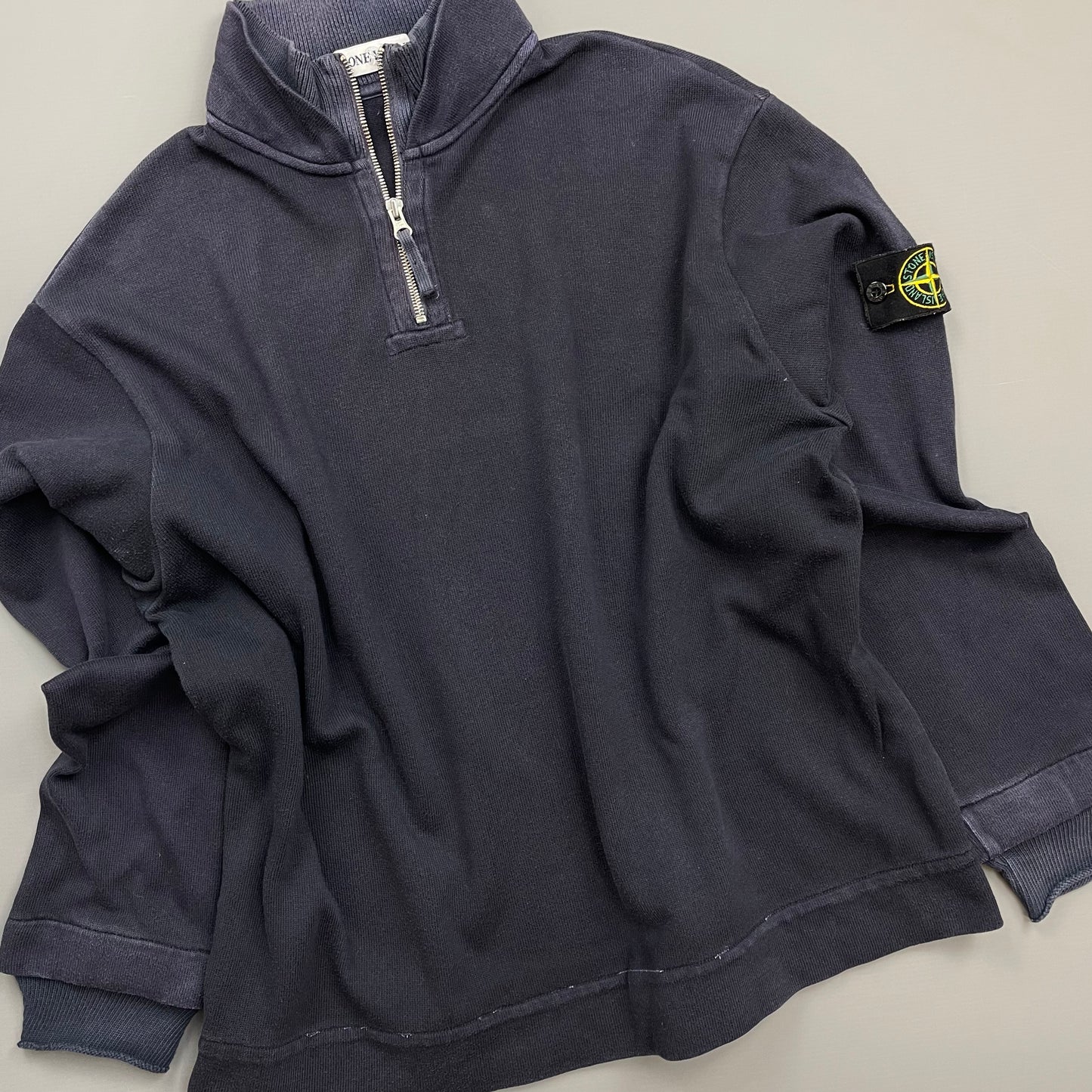 Stone Island Navy 00s Dual-Cuff Half Zip Jumper