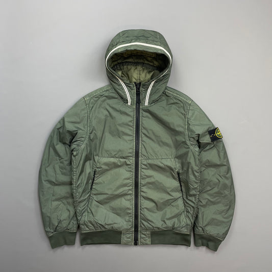 Stone Island Green AW20 Two-Tone Garment Dyed Crinkle Reps w/ Primaloft Hooded Jacket