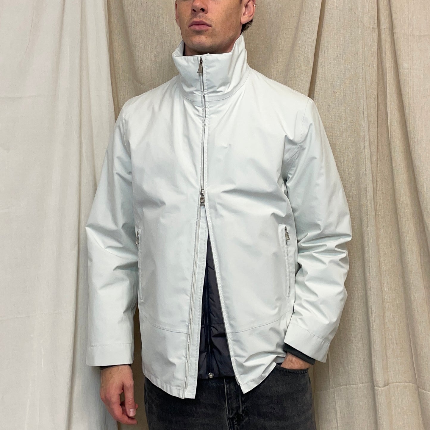 Prada Sport White 00s Goretex 3-in-1 Nylon Padded Bomber Liner & Trench Overcoat