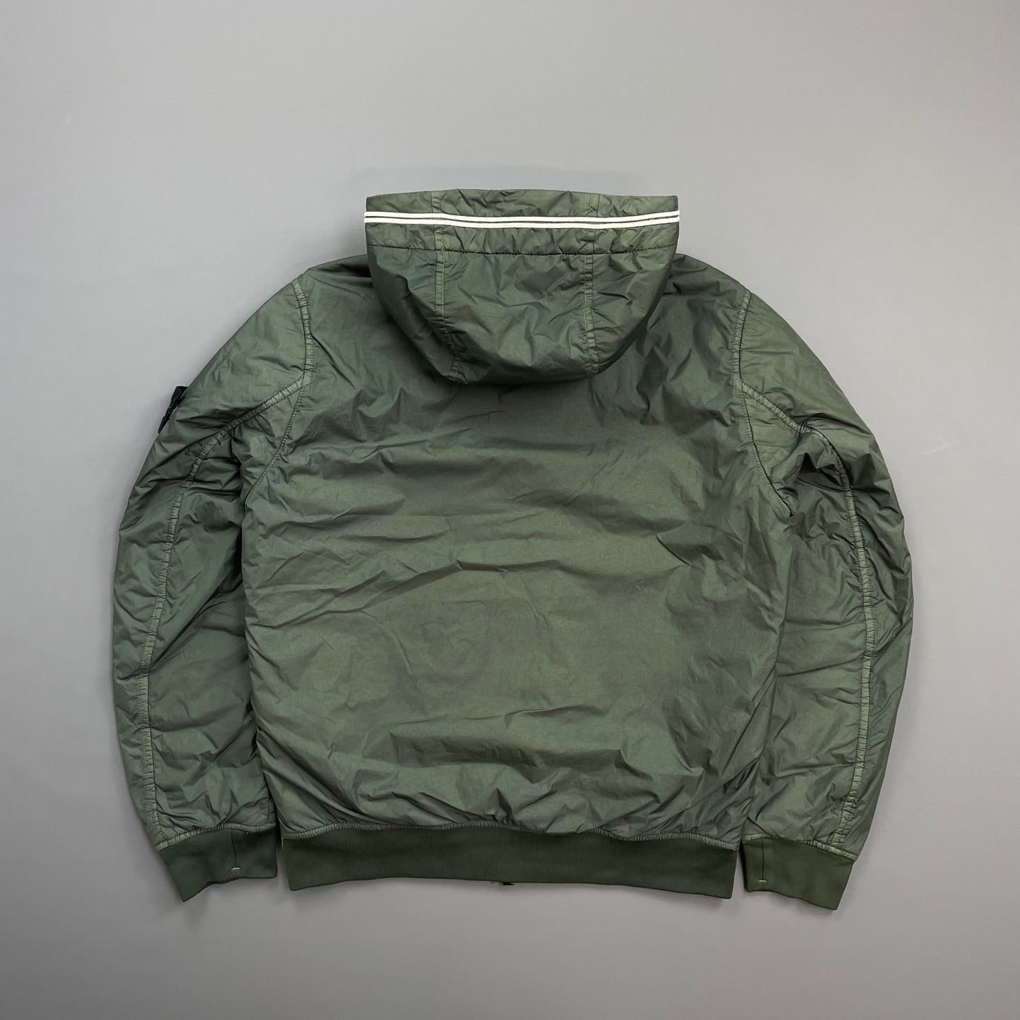 Stone Island Green AW20 Two-Tone Garment Dyed Crinkle Reps w/ Primaloft Hooded Jacket
