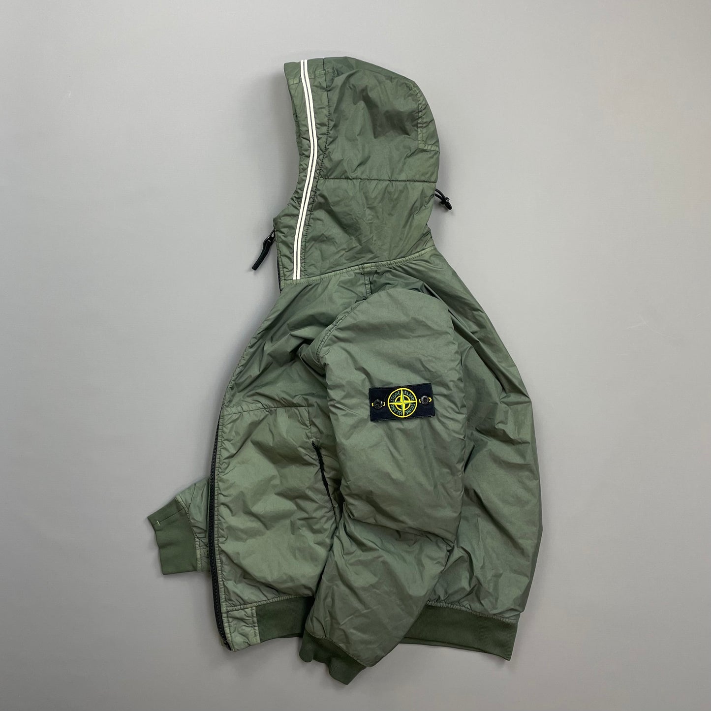 Stone Island Green AW20 Two-Tone Garment Dyed Crinkle Reps w/ Primaloft Hooded Jacket