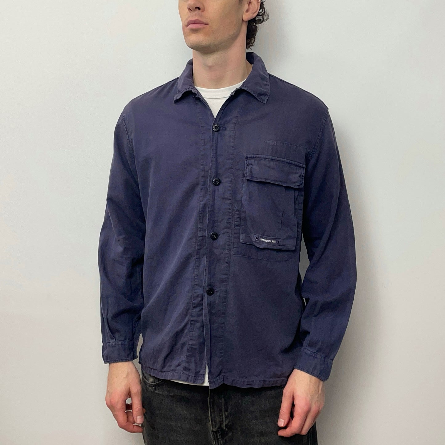 Stone Island Navy SS99 Cotton Canvas Lightweight Shirt