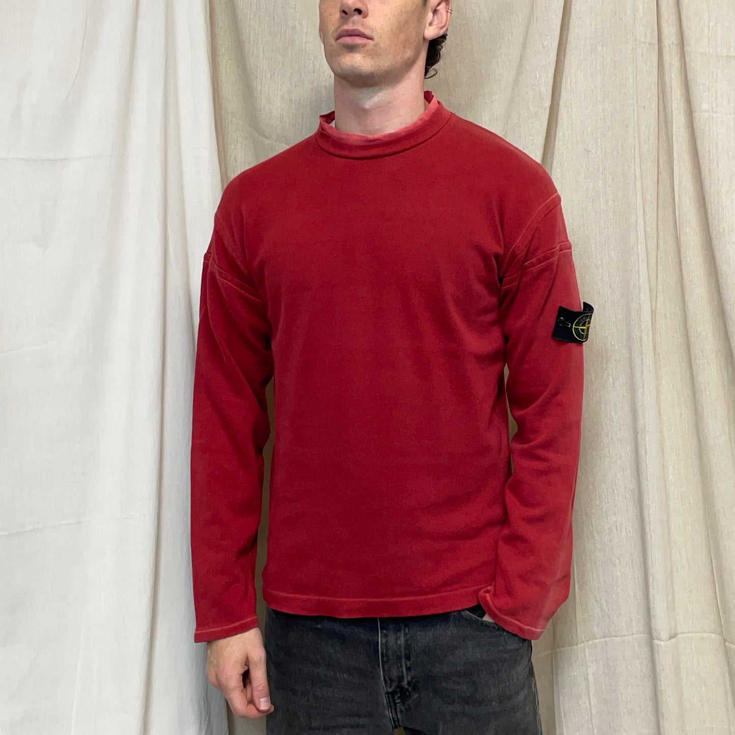 Stone Island Red SS01 Dual Collar Jumper