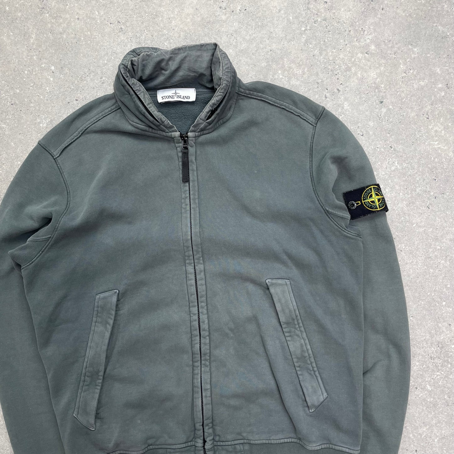 Stone Island Grey Concealed Hood Cotton Jacket