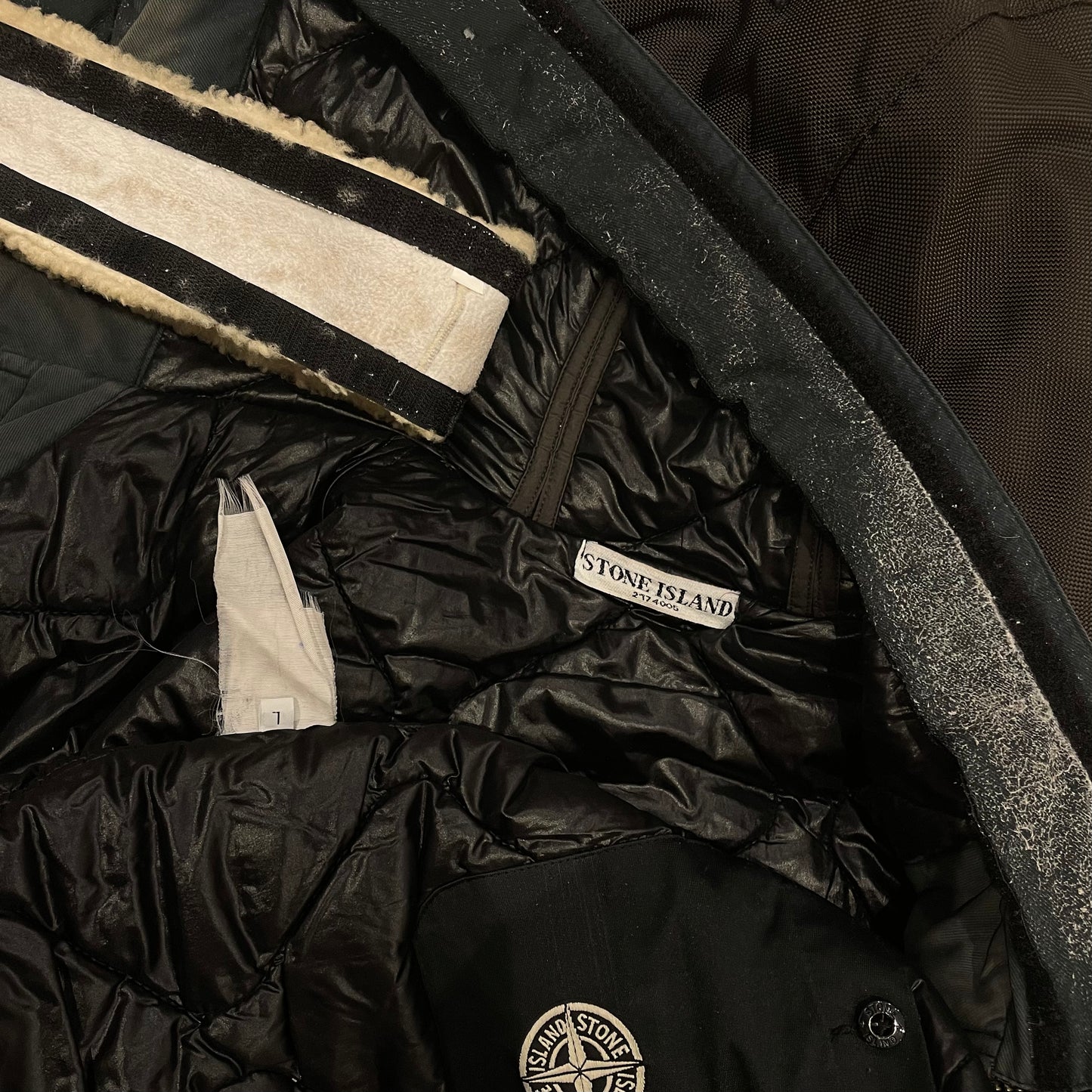 Stone Island Khaki Brown AW10 Shearling Hooded Padded Oxford Nylon Bomber Jacket
