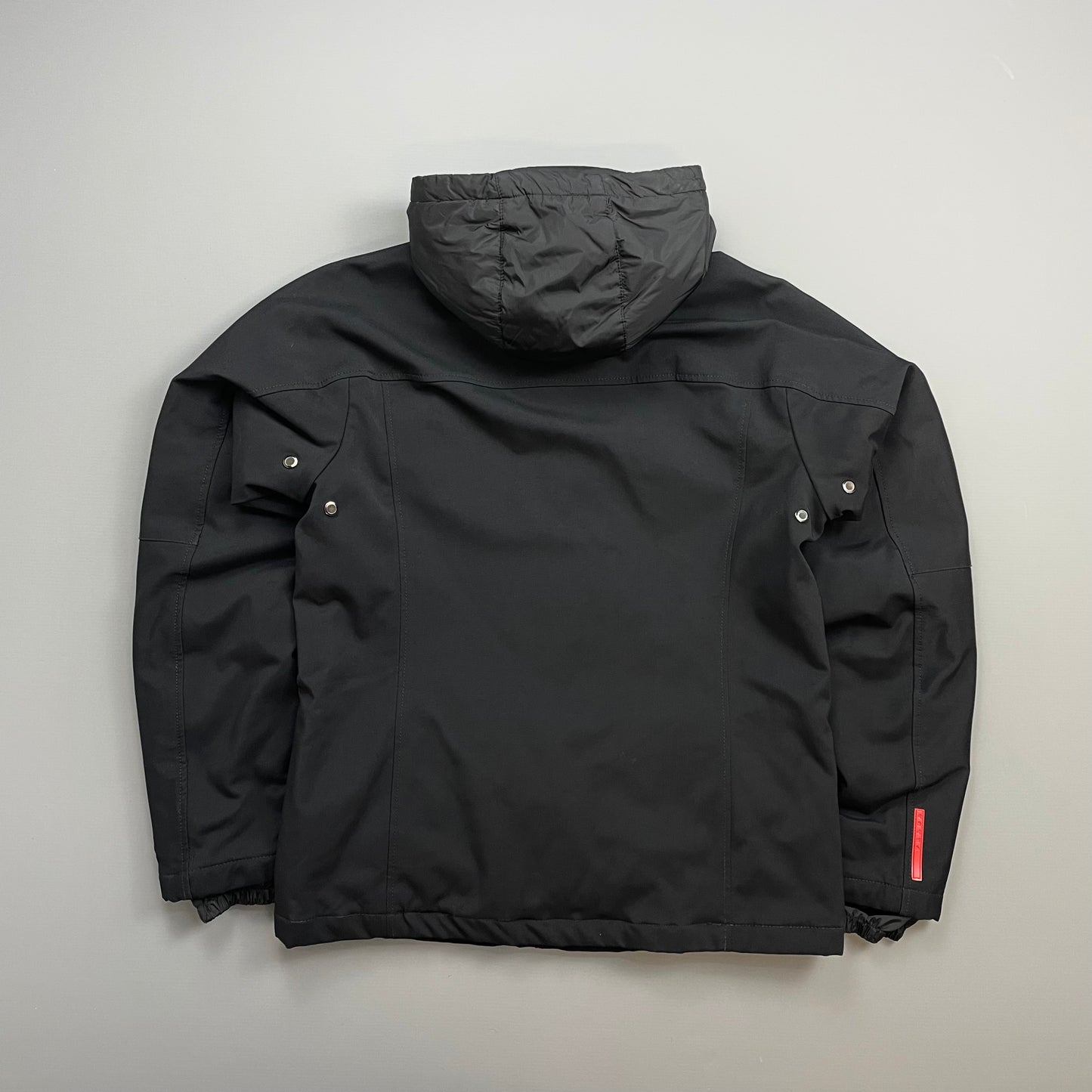 Prada Sport Black 2008 Technical Nylon Fleece-Lined Removable Hood Ski Jacket