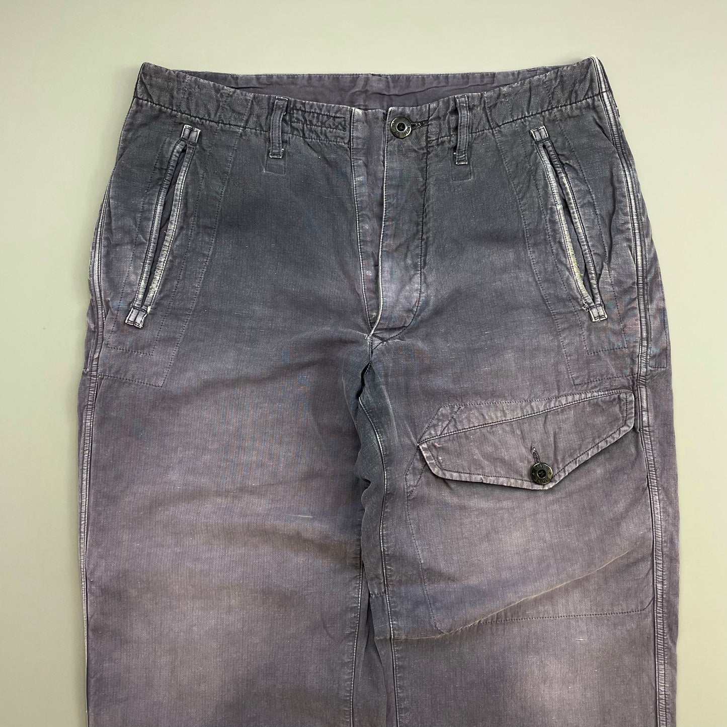 Stone Island Grey/Blue 00s Cotton Straight Leg Cargo Trousers