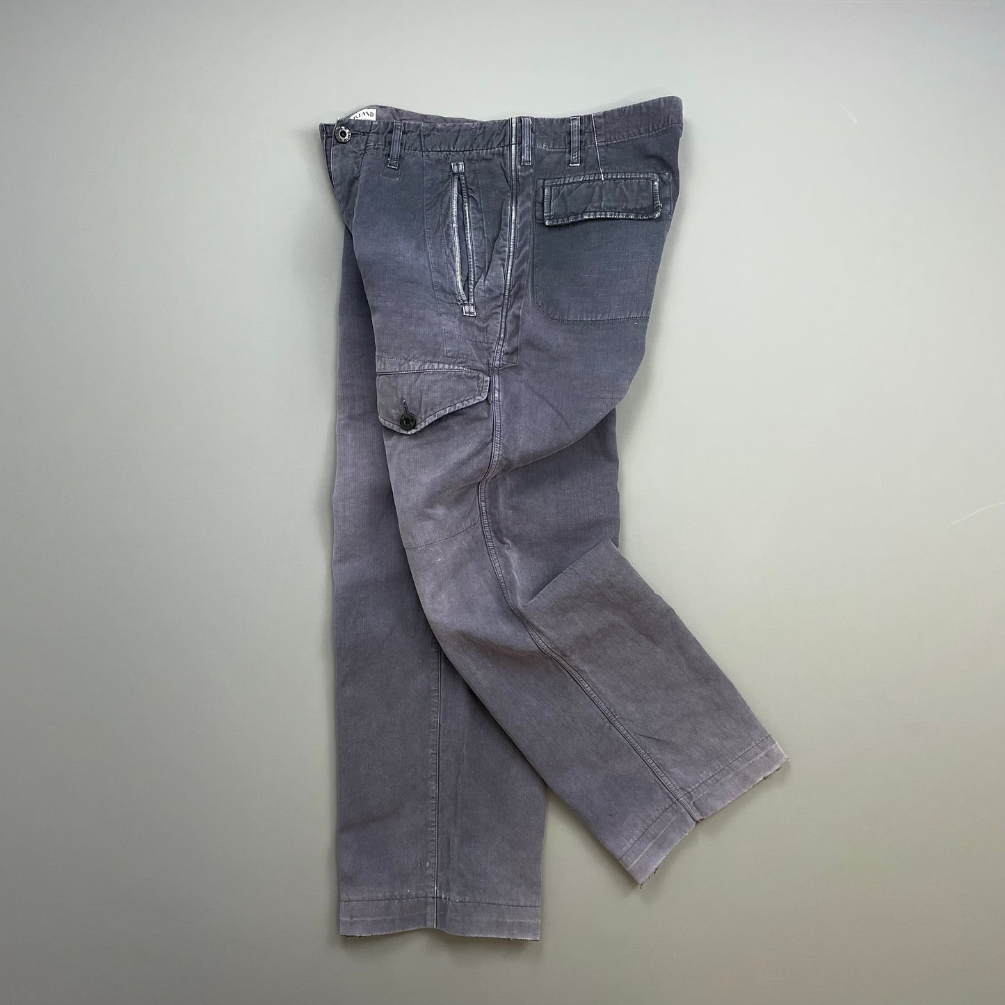 Stone Island Grey/Blue 00s Cotton Straight Leg Cargo Trousers