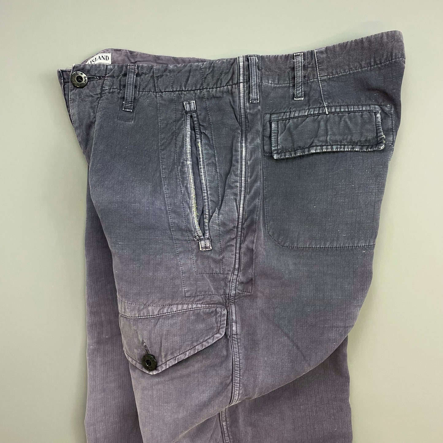 Stone Island Grey/Blue 00s Cotton Straight Leg Cargo Trousers
