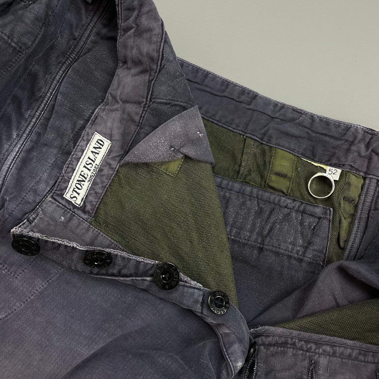 Stone Island Grey/Blue 00s Cotton Straight Leg Cargo Trousers