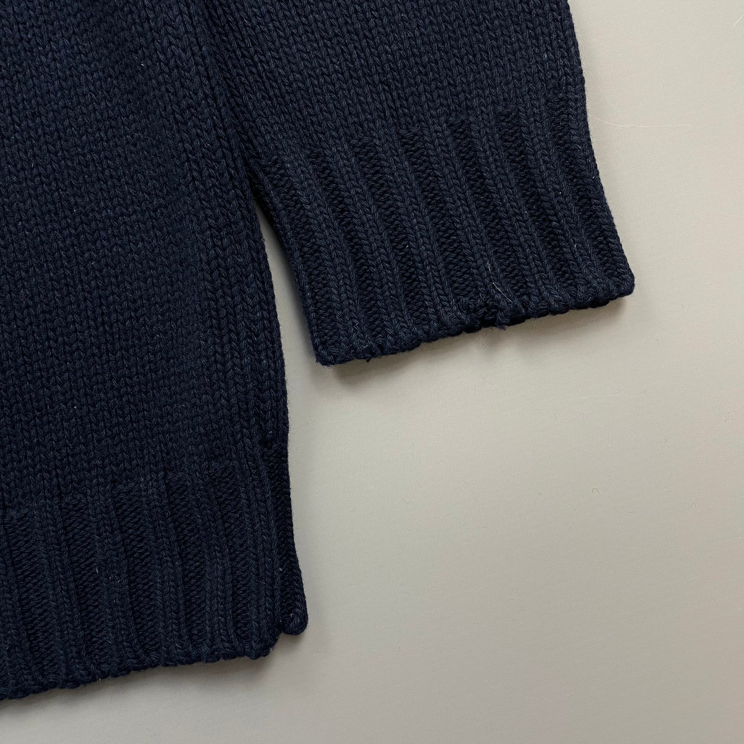 Stone Island Navy AW99 Sleeve Emblem Chunky Wool Knit Crewneck Jumper