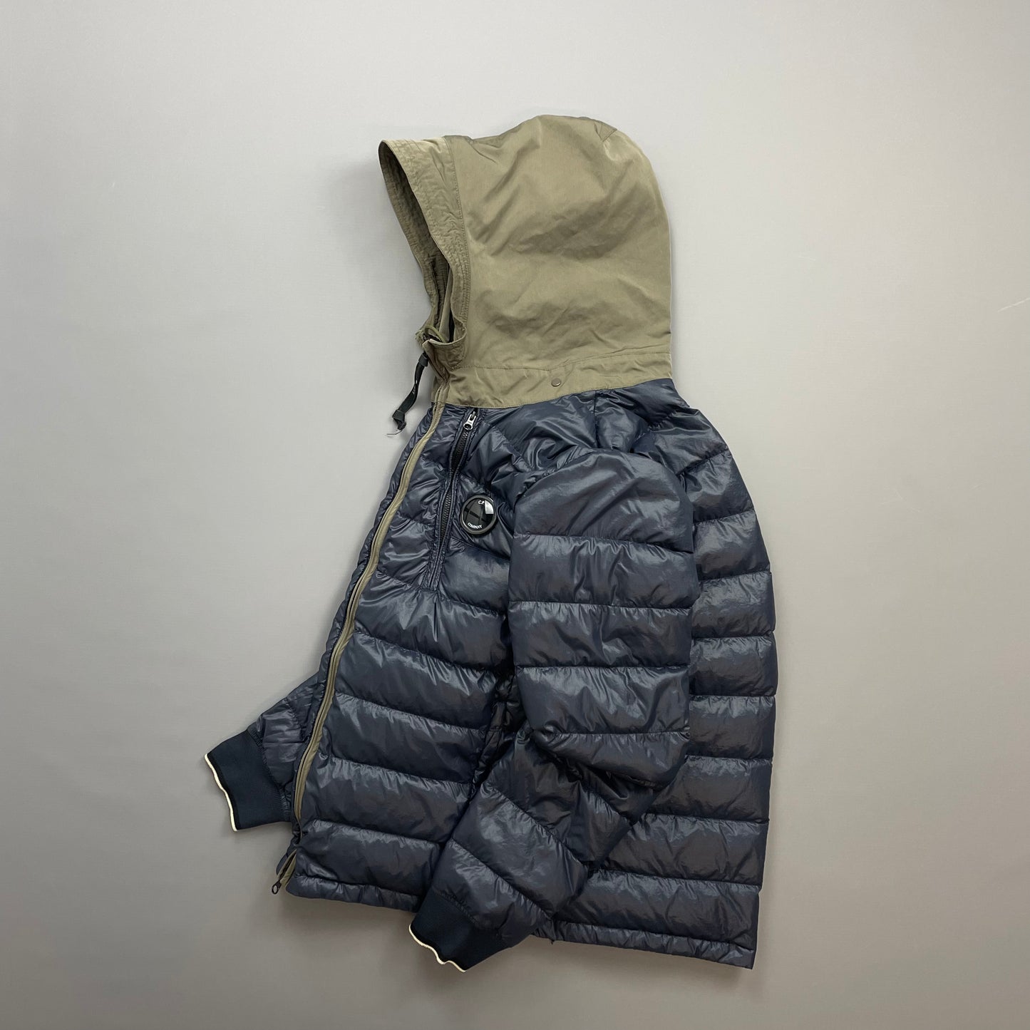 C.P. Company Blue AW14 DD Shell Contrast Hood Lightweight Nylon Down Puffer Jacket