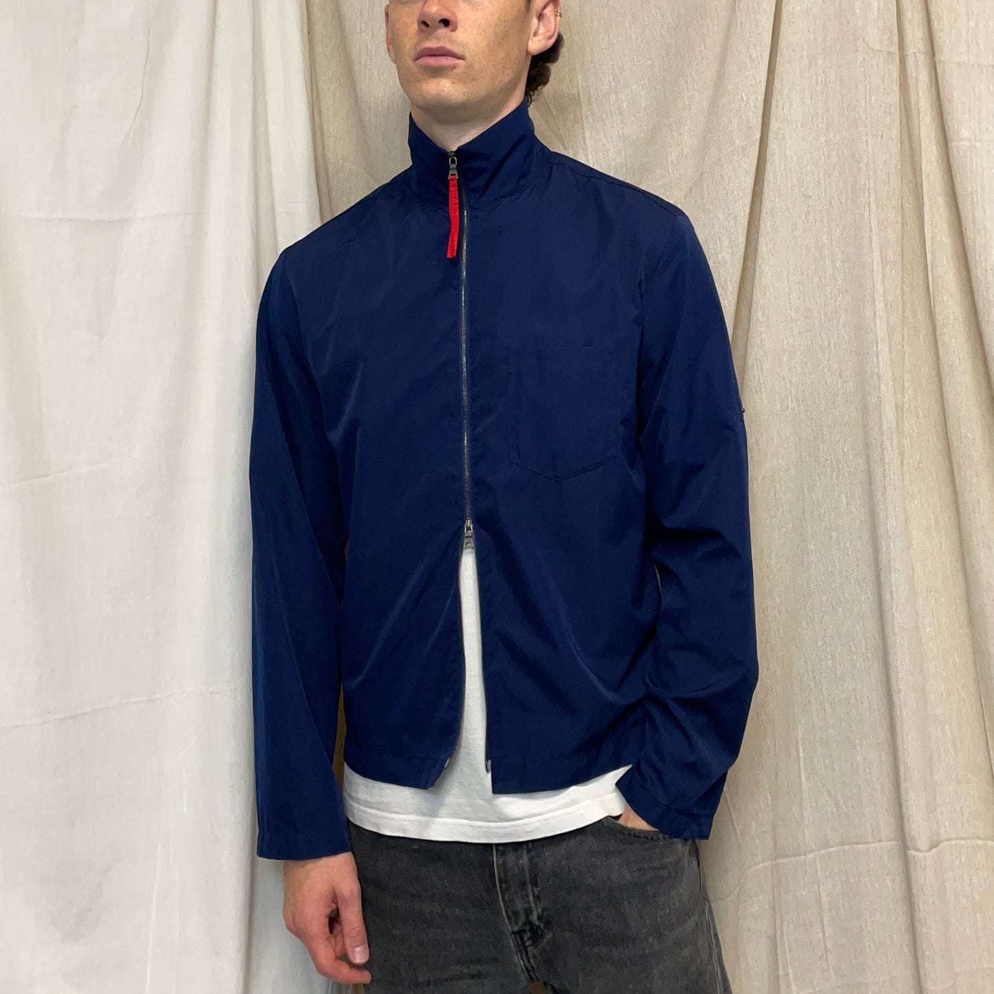 Prada Sport Blue 00s Lightweight Adjustable Sleeve Harrington Jacket
