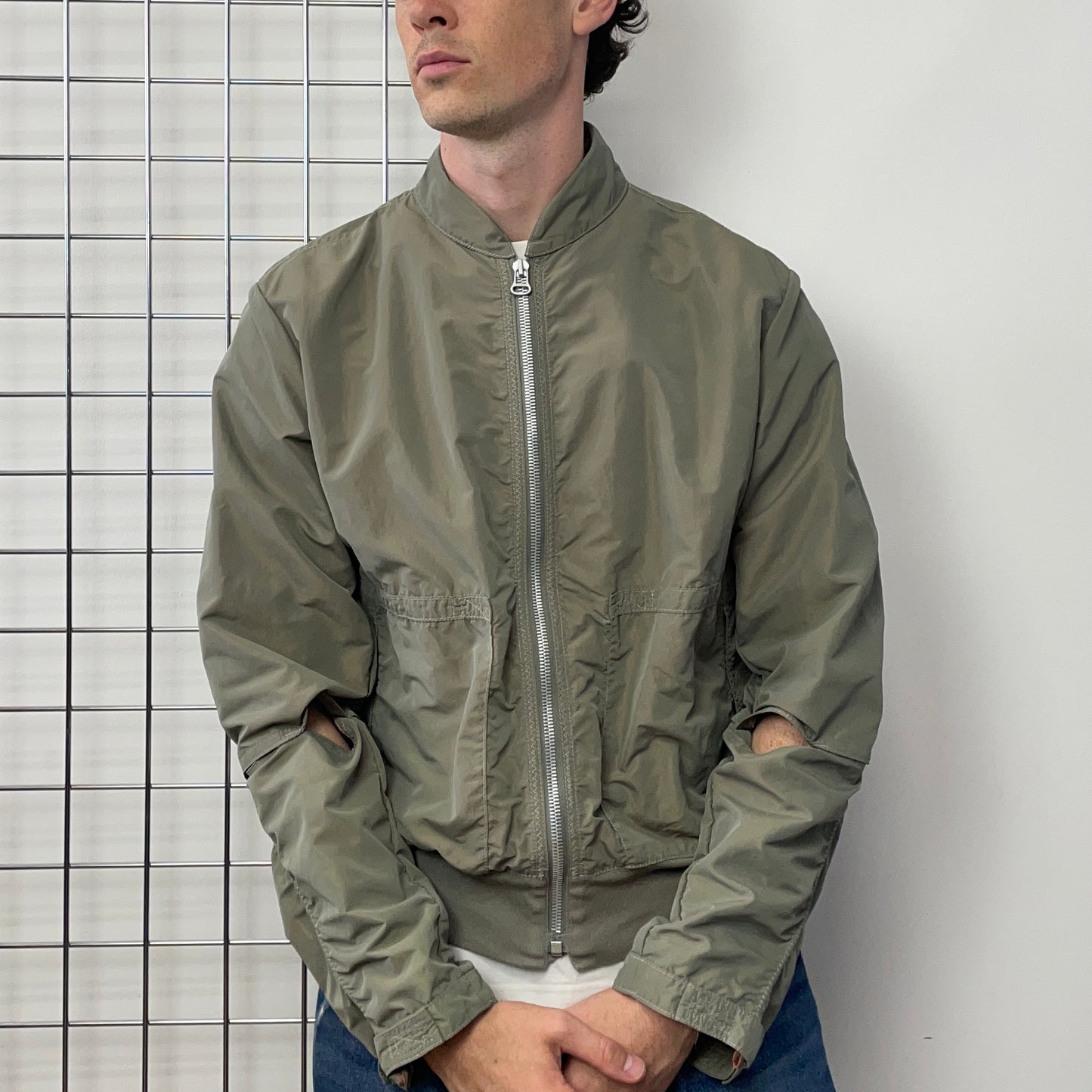 Hugo Boss Orange Grey 00s Nylon Vented Bomber Jacket