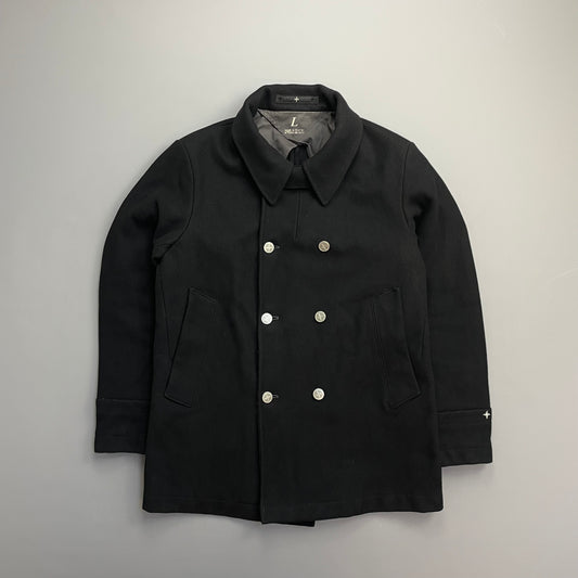 Stone Island Denims Black AW04 Wool Button Pea Coat