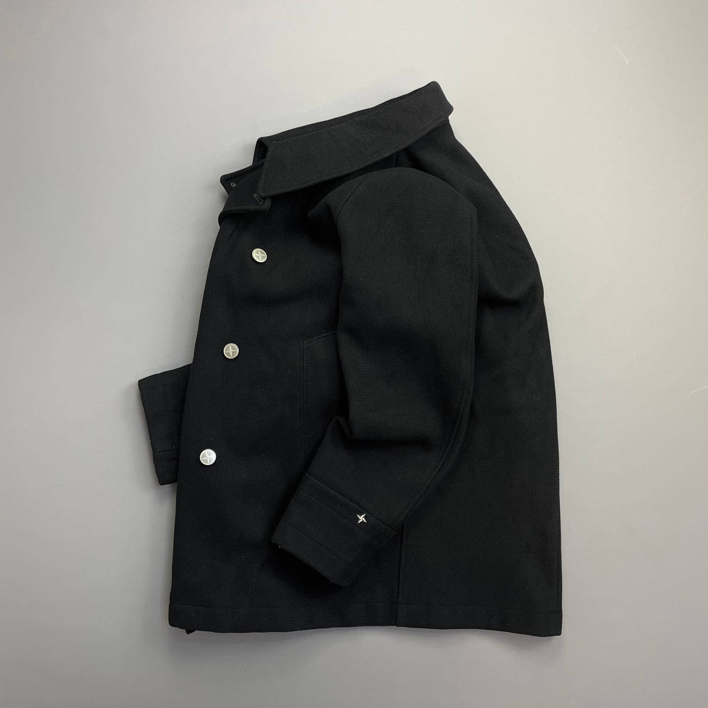 Stone Island Denims Black AW04 Wool Button Pea Coat