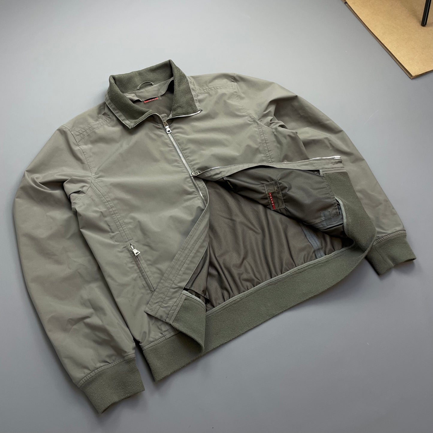 Prada Sport Grey Goretex Windbreaker Harrington Jacket