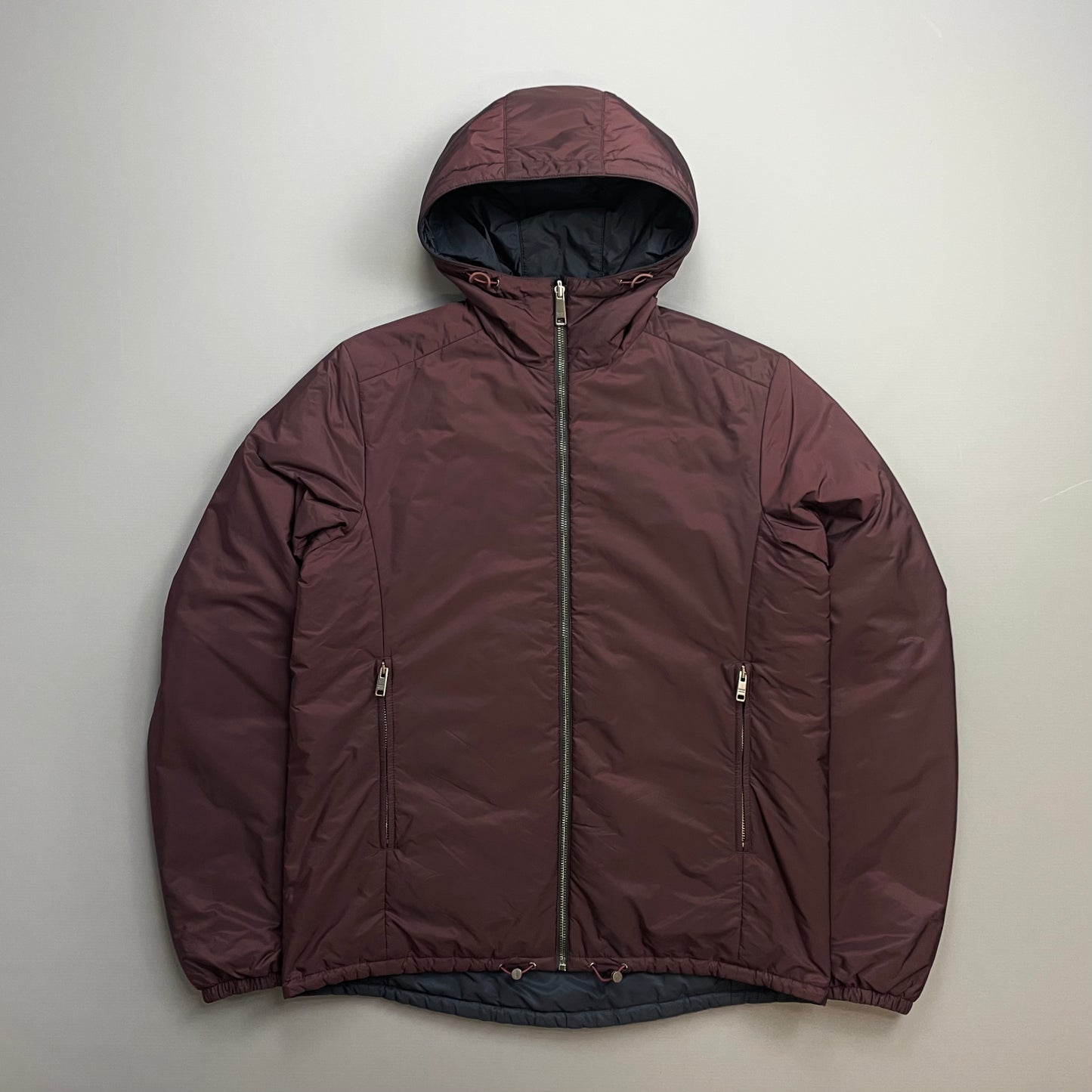 Prada Sport Navy & Burgundy 2018 Nylon Reversible Padded Hooded Jacket