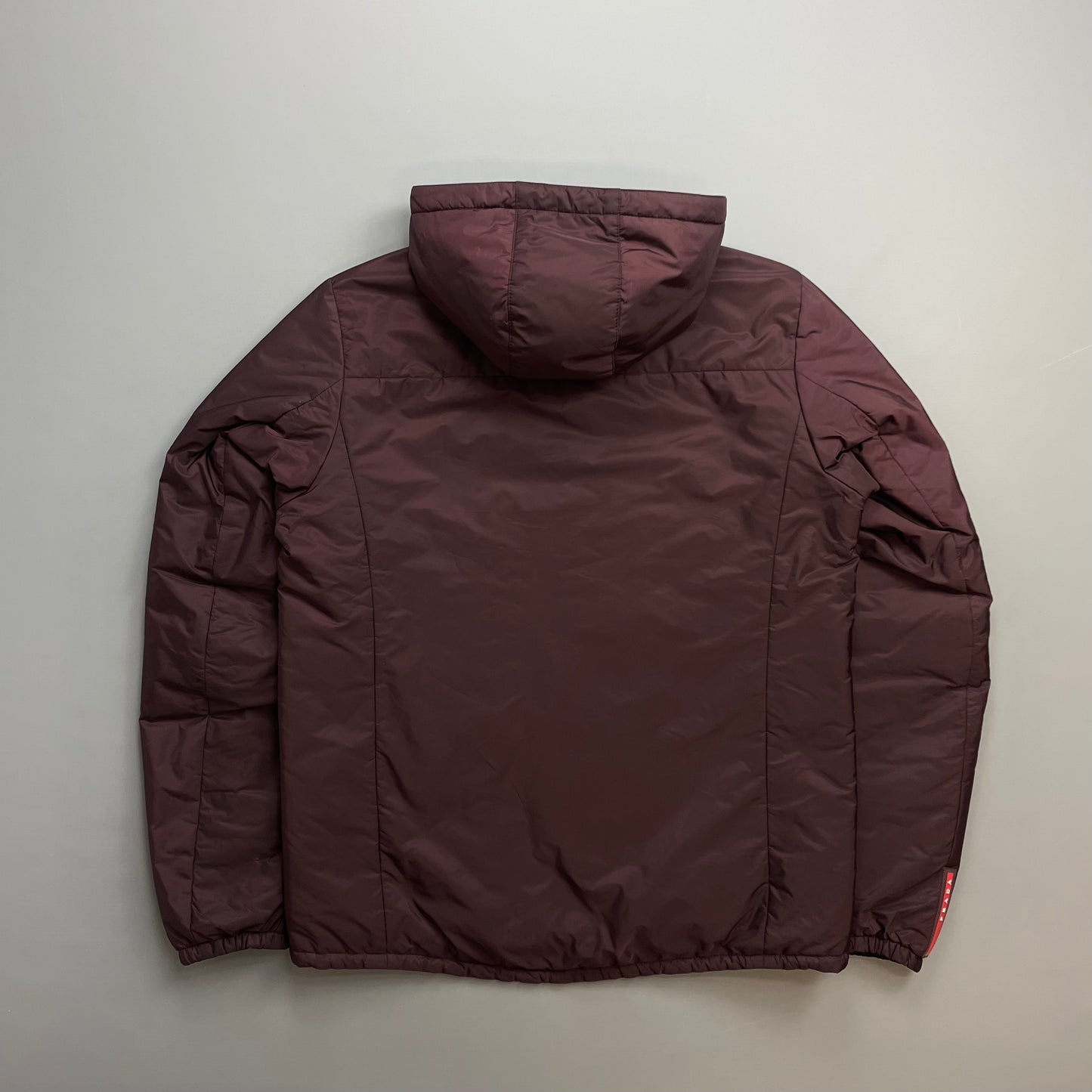 Prada Sport Navy & Burgundy 2018 Nylon Reversible Padded Hooded Jacket