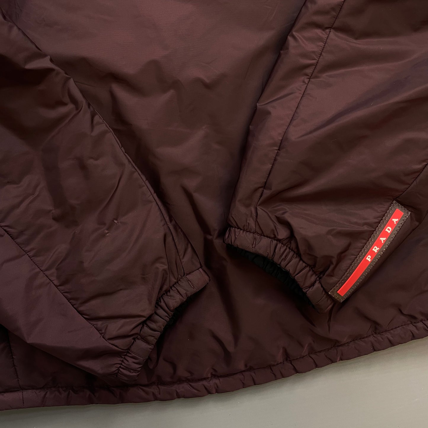 Prada Sport Navy & Burgundy 2018 Nylon Reversible Padded Hooded Jacket