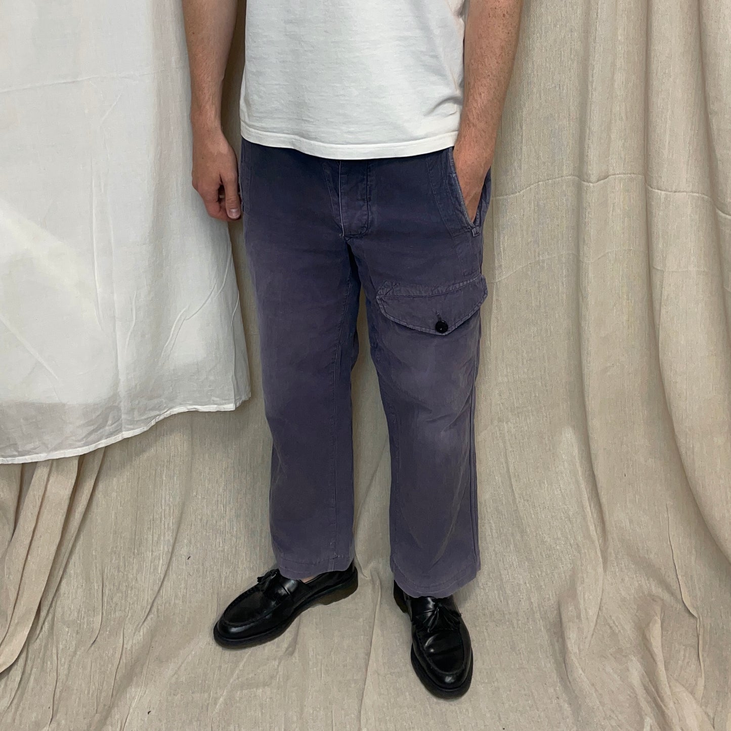Stone Island Grey/Blue 00s Cotton Straight Leg Cargo Trousers