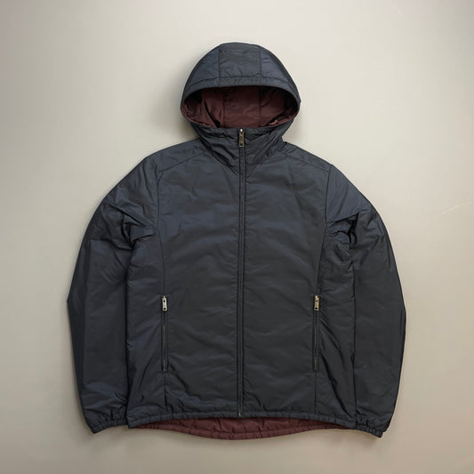 Prada Sport Navy & Burgundy 2018 Nylon Reversible Padded Hooded Jacket
