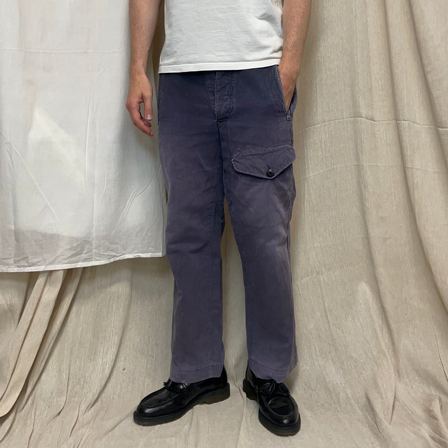 Stone Island Grey/Blue 00s Cotton Straight Leg Cargo Trousers