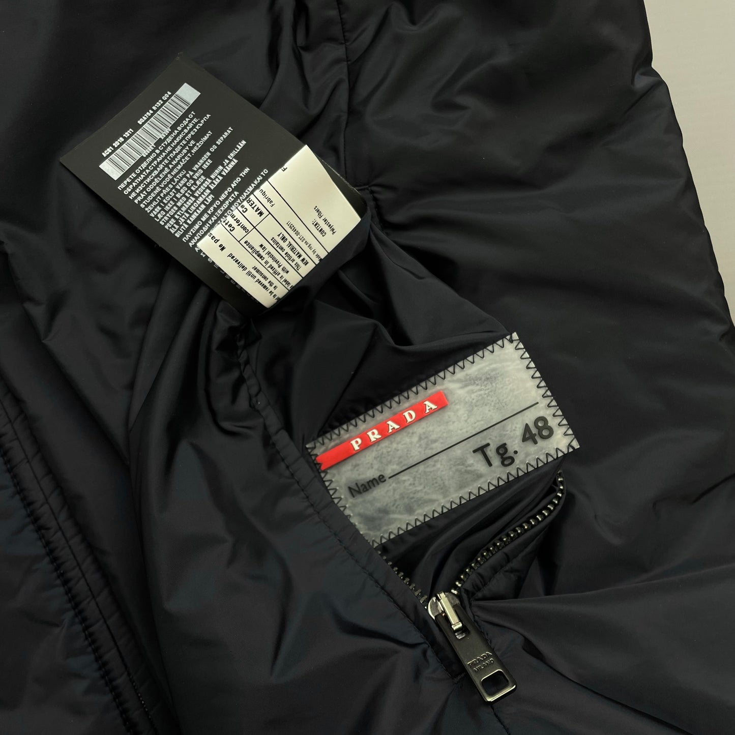 Prada Sport Navy & Burgundy 2018 Nylon Reversible Padded Hooded Jacket