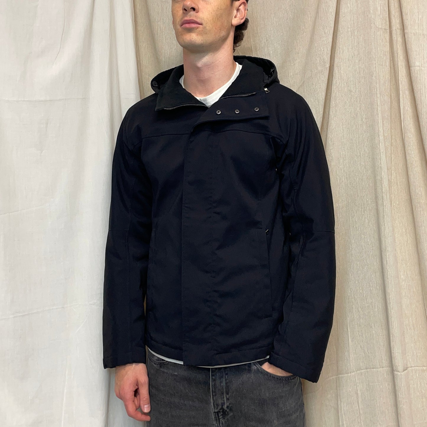 Prada Sport Black 2008 Technical Nylon Fleece-Lined Removable Hood Ski Jacket
