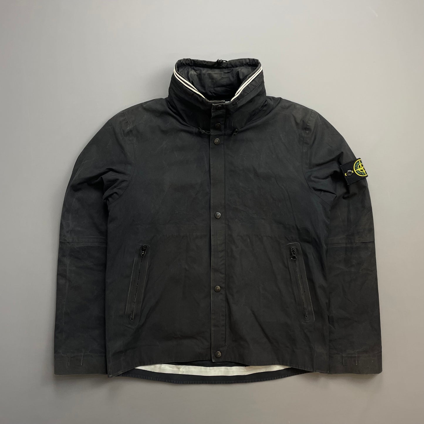 Stone Island Black AW07 Ventile 2-in-1 Dutch Rope Liner Technical Concealed Hood Jacket