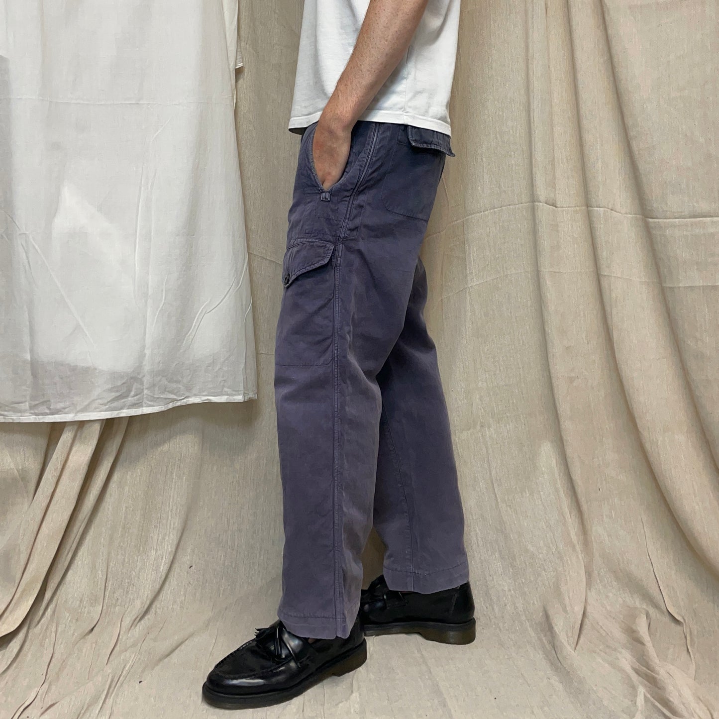 Stone Island Grey/Blue 00s Cotton Straight Leg Cargo Trousers